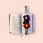 Semn de carte cusut manual 20x10 cm  Two Flowers - imagine 2