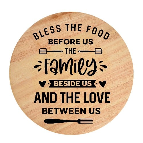 Tocator din lemn, HandMade,  personalizat 'Bless the food before us the family beside us & the love between us'