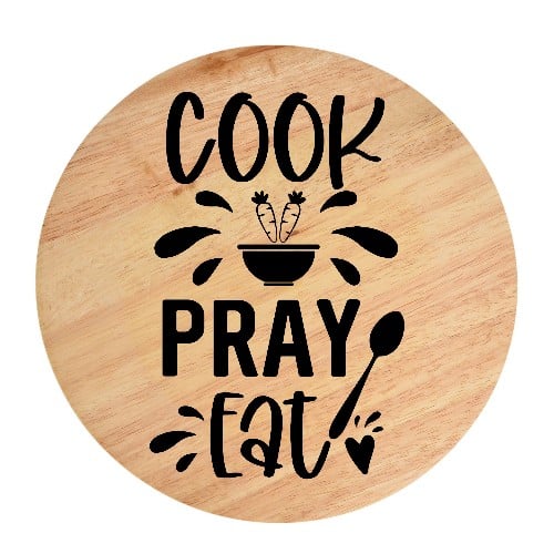 Tocator din lemn, HandMade,  personalizat 'cook pray eat'