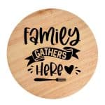 Tocator din lemn, HandMade,  personalizat 'family gathers here'