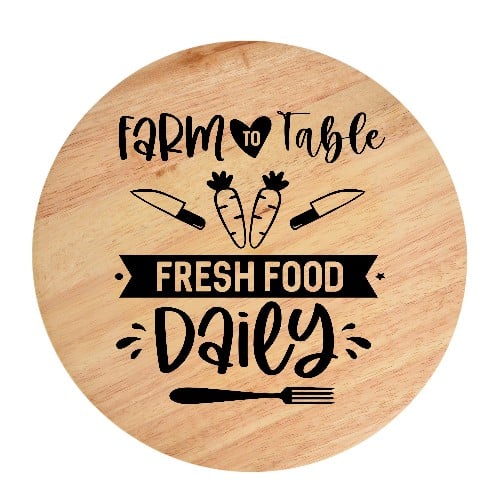 Tocator din lemn, HandMade,  personalizat 'farm to table fresh food daily'