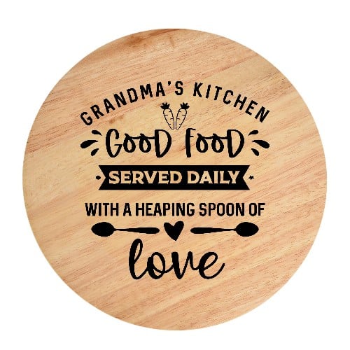 Tocator din lemn, HandMade,  personalizat 'grandma's kitchen good food served daily with a heaping spoon of love'