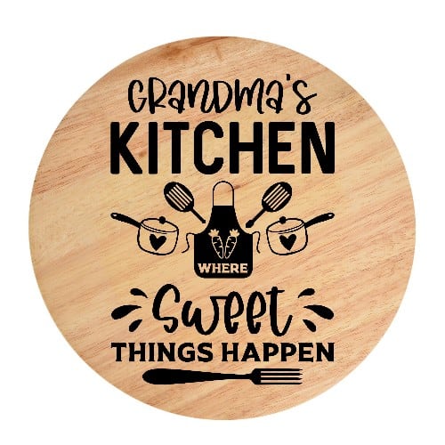 Tocator din lemn, HandMade,  personalizat 'grandma's kitchen where sweet things happen'
