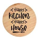 Tocator din lemn, HandMade,  personalizat 'happy kitchen happy house'