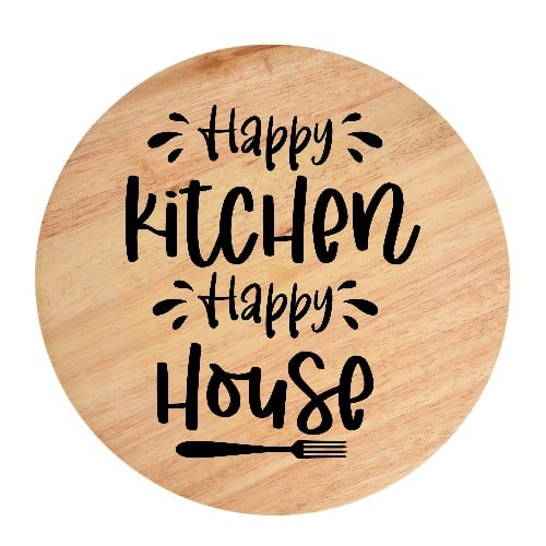 Tocator din lemn, HandMade,  personalizat 'happy kitchen happy house'
