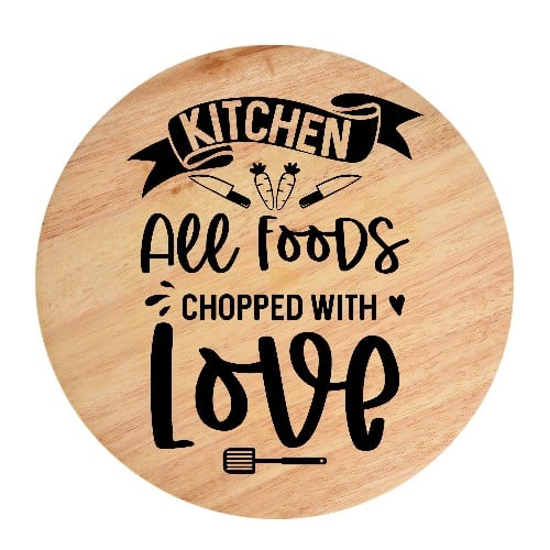 Tocator din lemn, HandMade,  personalizat 'kitchen all food chopped with love'