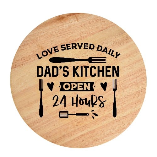 Tocator din lemn, HandMade,  personalizat 'love served daily dad's kitchen open 24 hour'