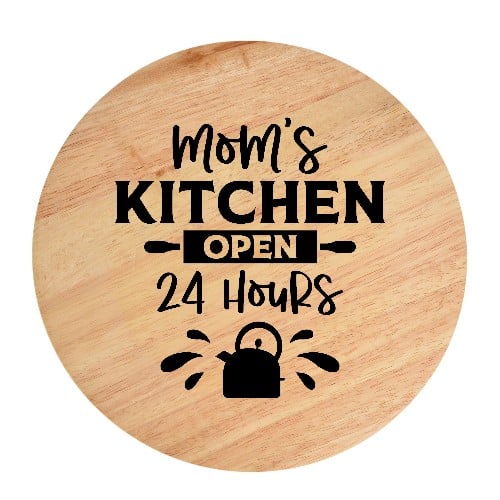 Tocator din lemn, HandMade,  personalizat 'mom's kitchen open 24-7'