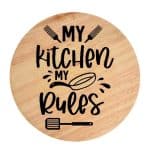 Tocator din lemn, HandMade,  personalizat 'my kitchen my rules'