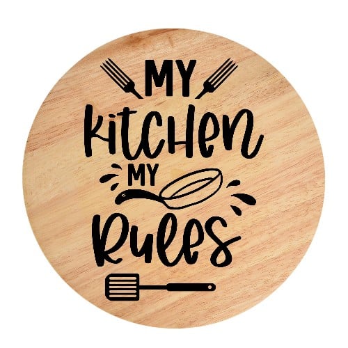 Tocator din lemn, HandMade,  personalizat 'my kitchen my rules'