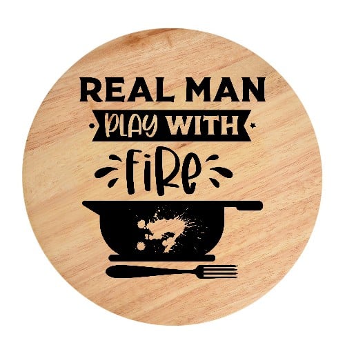 Tocator din lemn, HandMade,  personalizat 'real man play with fire'