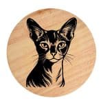 Tablou gravat pe lemn, pisica rasa  'Abyssinian 1'