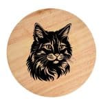 Tablou gravat pe lemn, pisica rasa  'American Bobtail 1'