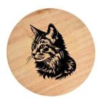 Tablou gravat pe lemn, pisica rasa  'American Bobtail 2'