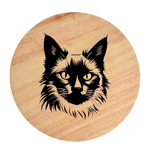 Tablou gravat pe lemn, pisica rasa  'Balinese 1'