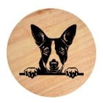 Tablou gravat pe lemn, caine rasa 'BASENJI'