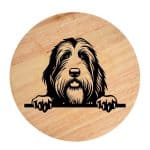 Tablou gravat pe lemn, caine rasa 'BEARDED COLLIE'