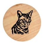 Tablou gravat pe lemn, pisica rasa  'Bengal 2'