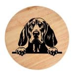 Tablou gravat pe lemn, caine rasa 'BLACK AND TAN COONHOUND'