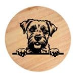Tablou gravat pe lemn, caine rasa 'BORDER TERRIER'
