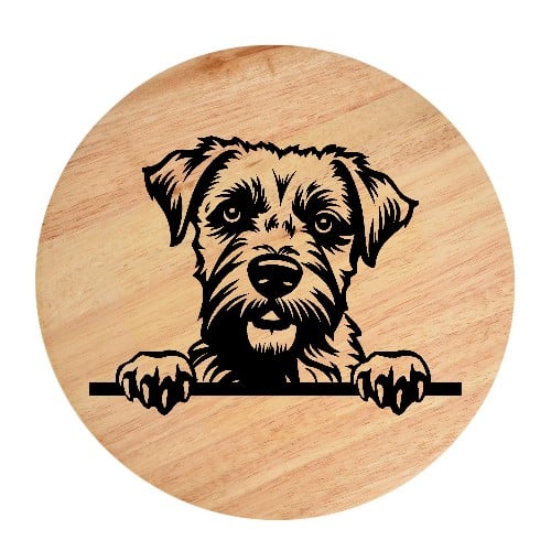 Tablou gravat pe lemn, caine rasa 'BORDER TERRIER'