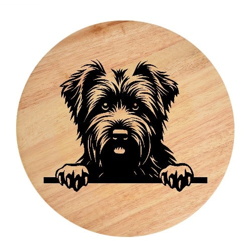 Tablou gravat pe lemn, caine rasa 'BOUVIER DES FLANDRES'