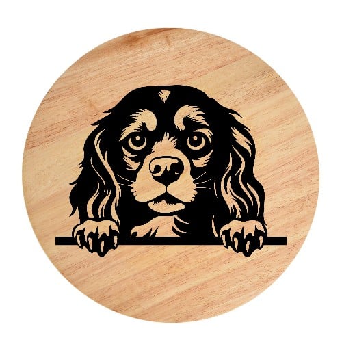 Tablou gravat pe lemn, caine rasa 'CAVALIER KING CHARLES SPANIEL'