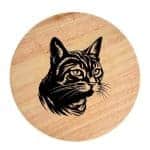 Tablou gravat pe lemn, pisica rasa  'Chartreux 2'