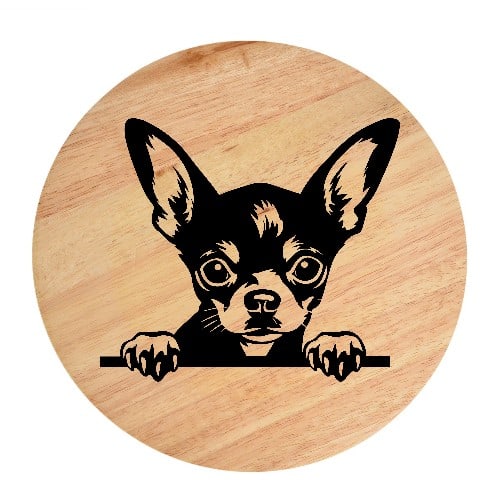 Tablou gravat pe lemn, caine rasa 'CHIHUAHUA'