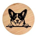 Tablou gravat pe lemn, caine rasa 'CORGI'