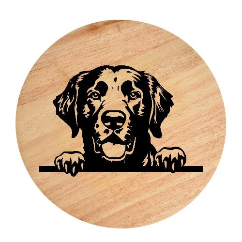 Tablou gravat pe lemn, caine rasa 'CURLY COATED RETRIEVER'