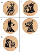 Tablou gravat pe lemn, tocator de lemn caine DOBERMANN - imagine 3