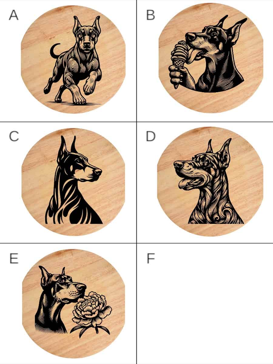 doberman__4-Photoroom Tablou gravat pe lemn, tocator de lemn caine DOBERMANN - imagine 3