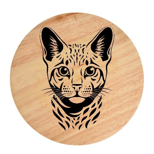 Tablou gravat pe lemn, pisica rasa  'Egyptian Mau 1'