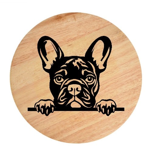 Tablou gravat pe lemn, caine rasa 'FRENCH BULLDOG MODEL 1'
