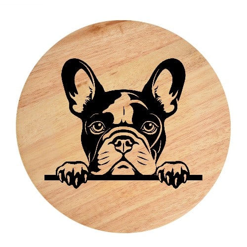 Tablou gravat pe lemn, caine rasa 'FRENCH BULLDOG MODEL 2'