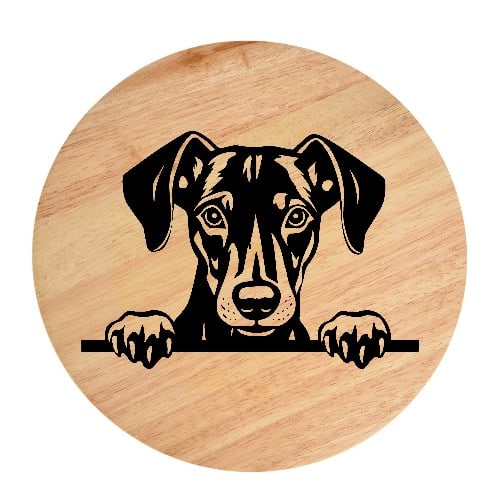 Tablou gravat pe lemn, caine rasa 'GERMAN PINSCHER'