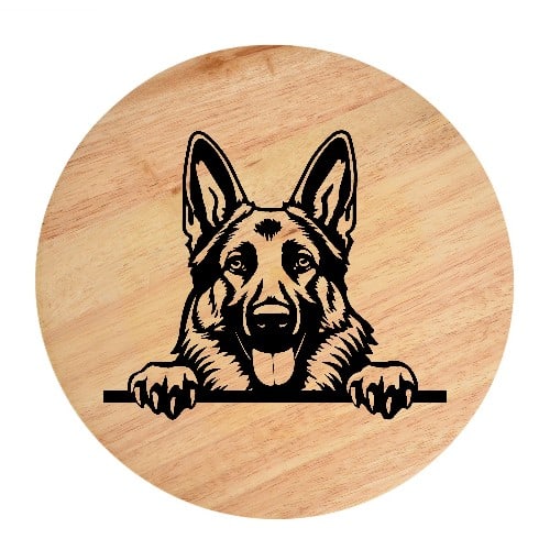 Tablou gravat pe lemn, caine rasa 'GERMAN SHEPHERD'
