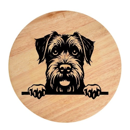 Tablou gravat pe lemn, caine rasa 'GIANT SCHNAUZER'