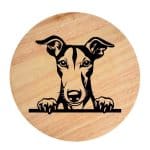 Tablou gravat pe lemn, caine rasa 'GREYHOUND'