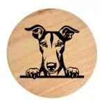 Tablou gravat pe lemn, caine rasa 'GREYHOUND'