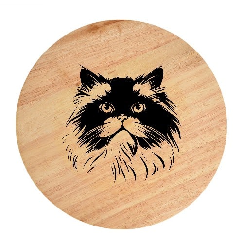 Tablou gravat pe lemn, pisica rasa  'Himalayan 1'