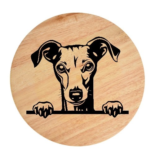 Tablou gravat pe lemn, caine rasa 'ITALIAN GREYHOUND'