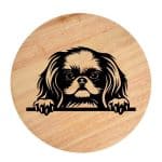 Tablou gravat pe lemn, caine rasa 'JAPANESE CHIN'