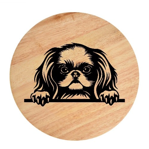Tablou gravat pe lemn, caine rasa 'JAPANESE CHIN'