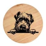 Tablou gravat pe lemn, caine rasa 'KERRY BLUE TERRIER'