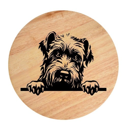 Tablou gravat pe lemn, caine rasa 'KERRY BLUE TERRIER'