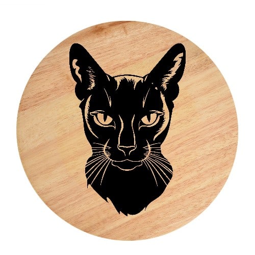 Tablou gravat pe lemn, pisica rasa  'Korat 1'