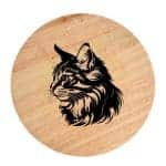Tablou gravat pe lemn, pisica rasa  'Kurilian Bobtail 2'