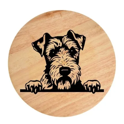 Tablou gravat pe lemn, caine rasa 'LAKELAND TERRIER'
